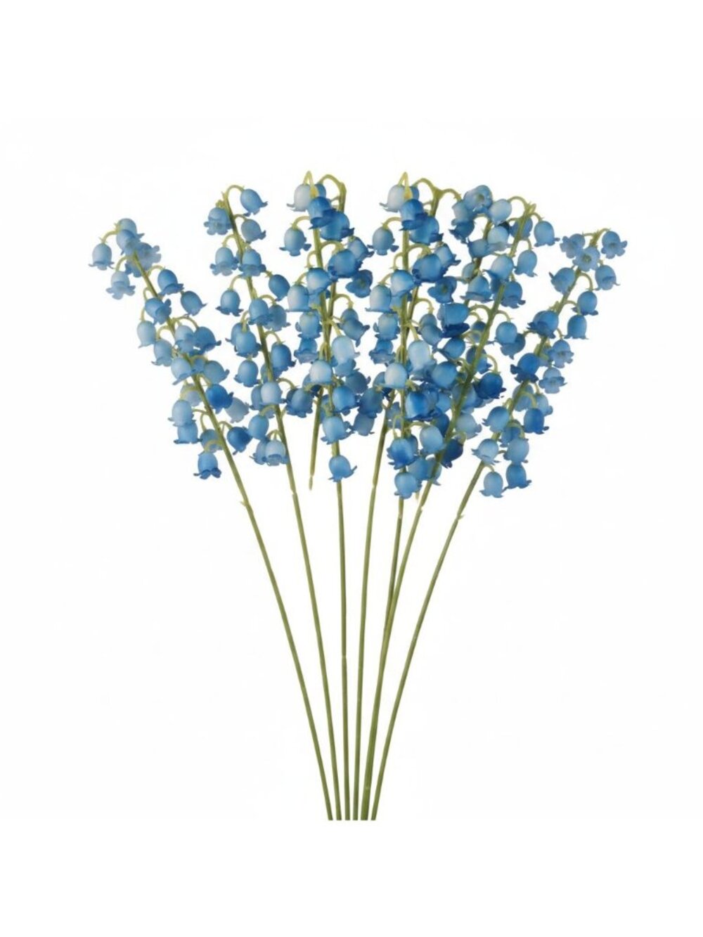 Blue Lily of the Valley Artificial Flowers Set of 7 11 Inch May Bell Stems for B